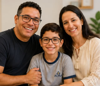 Família acompanhando comunicado escolar