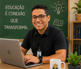 Professor utilizando tecnologia