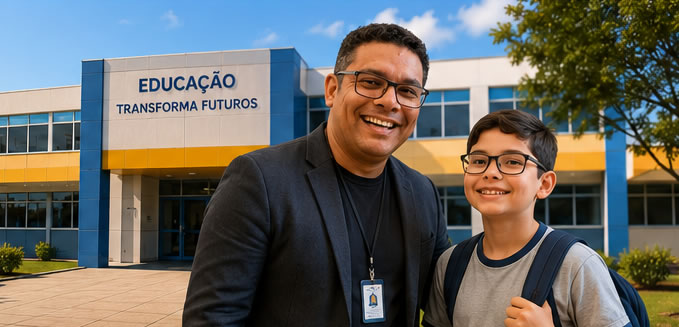 Família Educa Alerta na entrada da escola